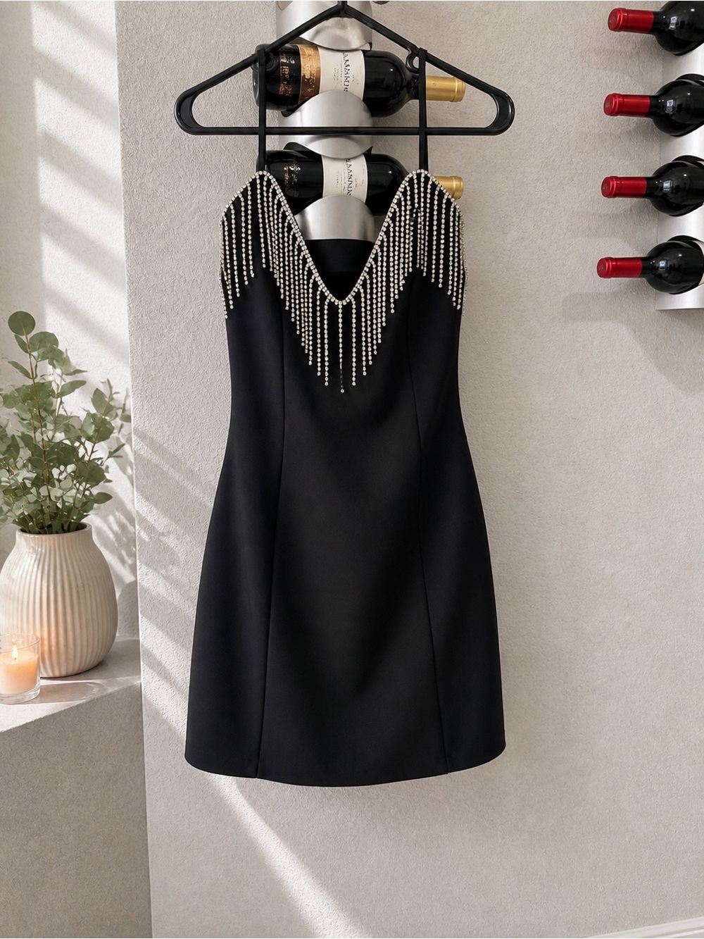 Zara Black Beaded Strapless Mini Dress - Elegant Eveningwear